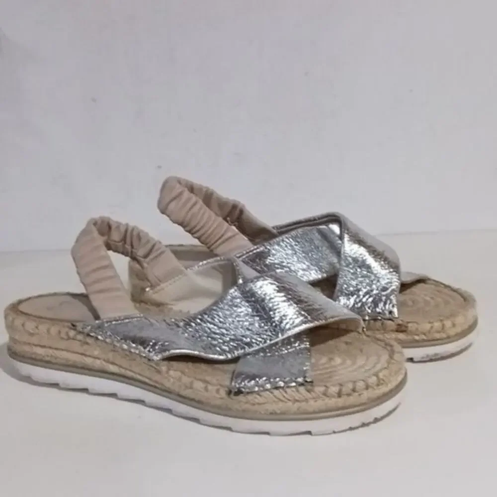 Marc Fisher silver metallic espadrilles sz 9.5